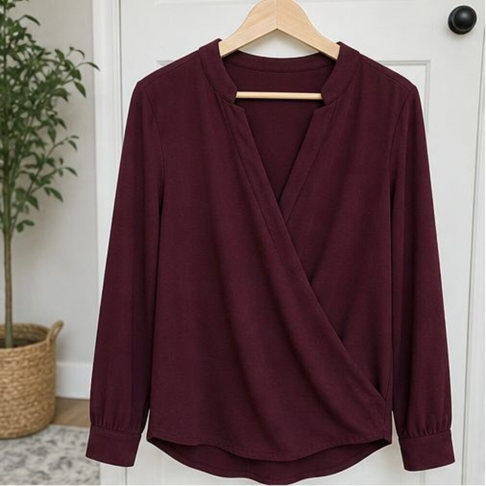 Burgundy Wrap Blouse